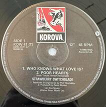 ■1985年 オリジナル UK盤 Strawberry Switchblade - Who Knows What Love Is? 12”EP KOW 41(T) Korova_画像3