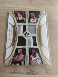 NBA 06-07 upperdeck SP game used quad patch spursの4人（ginobili,parker,finly,bowen） ラストナンバー 5枚限定！！
