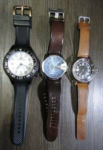 ★ TECHNOS ★ DIESEL ★ 空兵 / MEN'S WATCH ◇ いろいろまとめて３個【 中古稼働品：電池交換済 】