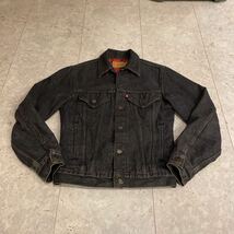 希少XSサイズ 80年代 90年代 ビンテージ リーバイス Levi's 70411-9416 ブラックデニムジャケット黒 USA製 Gジャン 刻印527 裏地赤チェック_画像1