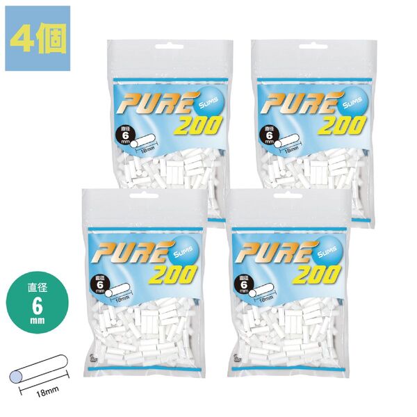 4個 PURE 手巻きタバコ用 スリム フィルター