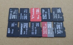 microSDHCカード 16GB 10枚セット マイクロメモリー ジャンク 中古 microSD