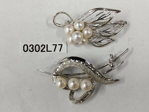 0302L77ps.@ pearl brooch two point set approximately 12.5g