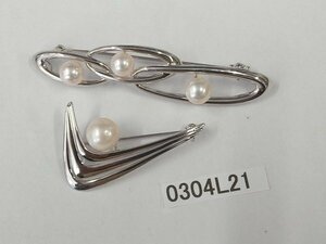 0304L2 1 pcs pearl brooch two point set approximately 14.3g