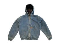 【 KIDS 】 USA製 80s CARHARTT ACTIVE JACKET キッズ カーハート アクティブ ジャケット パーカー デニム ビンテージ USA ブランケット_画像1