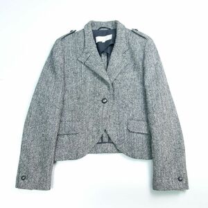 美品 MARGARET HOWELL マーガレットハウエル HARRIS TWEED ハリスツイード ウールヘリンボーンジャケット ? グレー レディース