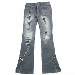 00s Y2K fuga フーガ ダメージ加工フレアブラックデニムパンツ 42 damage flare bootcut denim g.o.a lgb ifsixwasnine 14th addiction