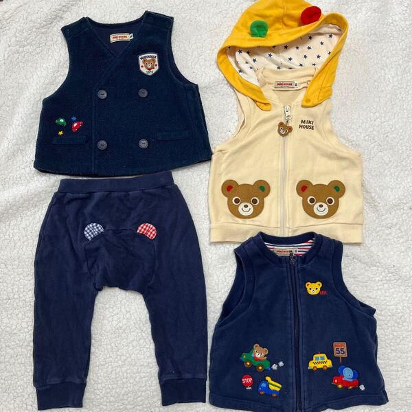 ミキハウス プッチーくん フード ベスト ズボン パンツ 80 セット