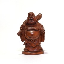 根付 布袋様 柘植 木彫品 木製 彫刻品 黄楊 0707-15-10_画像1