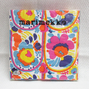 未開封■marimekko マリメッコ ペーパータオル 紙ナプキン 20枚入り 33×33cm KARUSELLI white 花柄 ペーパーナプキン 北欧 フィンランド