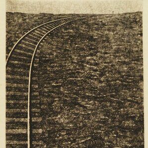 真作保証『木村茂 オリジナル銅版画 レール・A 12/30』1962年 直筆サイン・エディション入 額装の画像3