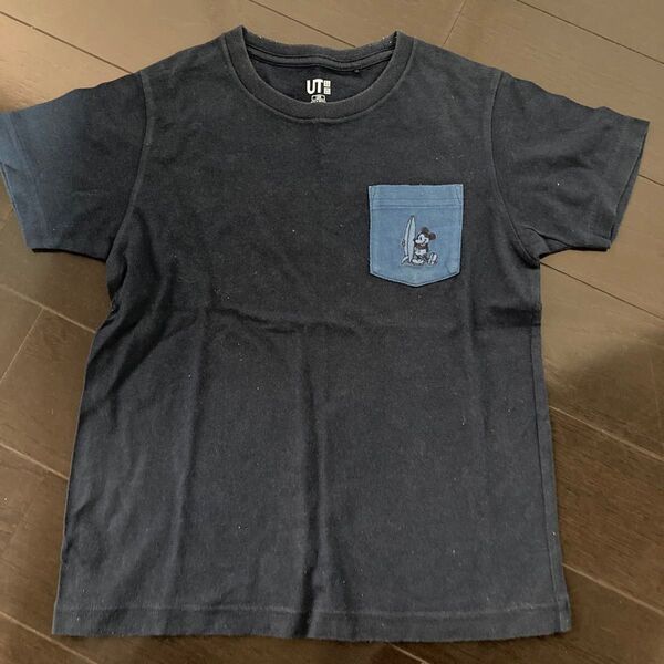 UNIQLO Tシャツ 半袖Tシャツ 子供服キッズ ディズニー ミッキー 紺色 120 小学生