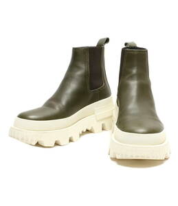 MONCLER boots チェルシー LIR ブーツ サイドゴア ブラウン ホワイト SIZE 41モンクレール 店舗受取可