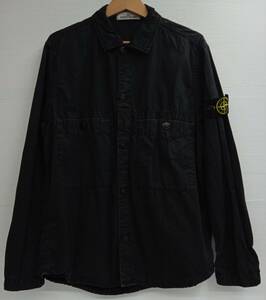 STONE ISLAND ストーンアイランド ガーメントダイ コットンワークシャツ 7415110WN 長袖シャツ 2021SS ブラック メンズ Mサイズ