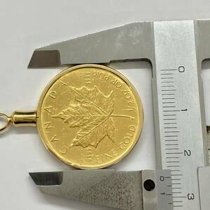 K24 K18 コイントップ 1／2oz 17.7g カナダ メープルリーフ 1990 20DOLLARS 金貨 トップの画像4