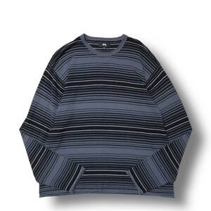 23AW STUSSY HORIZONTAL STRIPE SWEATER WOOL KNIT SIZE:L ホリゾンタルストライプセーター ステューシー 店舗受取可