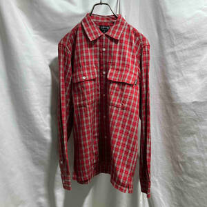 STUSSY CHECK SHIRT RED チェック長袖シャツ Sサイズ ステューシー 店舗受取可