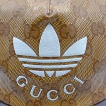 【未使用品】GUCCI adidasコラボ キャップ ベースボールキャップ 帽子 キャメル 696475 GGクリスタルキャンバス Sサイズ 総柄 GG柄_画像7