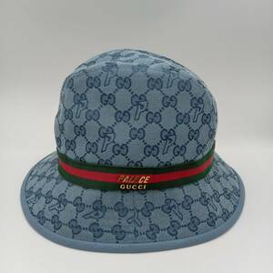 GUCCI グッチ×PALACE グッチ パレス GGキャンバス ロゴハット 帽子 726133 ブルー Mサイズ 58cm