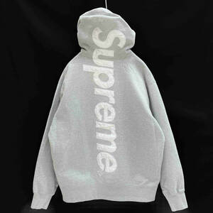 Supreme Satin Applique Hooded Sweatshirt 'Ash Grey' シュプリーム サテン アップリケ フーディー スウェットシャツ 'アッシュ グレー' L