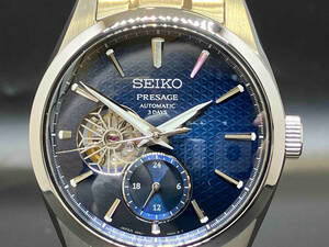 【即決・美品】SEIKO セイコー PRESAGE プレサージュ SARJ003 6R5J-00A03 自動巻き オープンハート sharp Edged series 藍鉄モデル