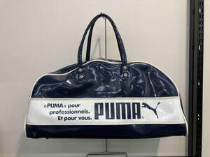 PUMA プーマ 80s スポーツバッグ ボストンバッグ エナメル ネイビー 紺 ホワイト 白 80年代 ヴィンテージ vintage オールド old 古着