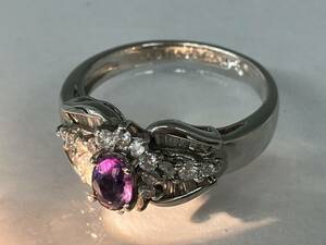 [. another document ] natural alexandrite 0.37ct platinum ring stamp approximately 13 number gross weight 6.8g stamp Pt900 A0.37 D0.705ct present condition goods 