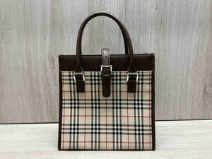 BURBERRY/バーバリー ハンドバッグ スクエアノバチェック ベージュ レザー