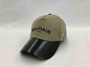 BALMAIN Paris バルマン キャップ ロゴ刺繍 カーキ x ブラック 店舗受取可