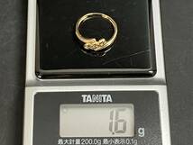 K18 イエローゴールド 約7号 ダイヤモンド0.03ct 約1.6g リング ハート_画像6