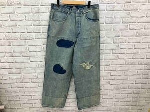 SHIKITARI シキタリ SHIKITARI2023-11 FADED WIDE DENIM PANTS ワイドデニムパンツ Lサイズ ブルー ダメージ加工