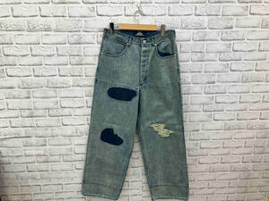 SHIKITARI シキタリ SHIKITARI2023-11 FADED WIDE DENIM PANTS ワイドデニムパンツ ブルー ダメージ加工 Sサイズ