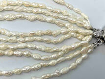 淡水パール風 ネックレス 10連 真珠調 約60cm ロング ケシ ライス silver刻印有り 素材不明_画像6