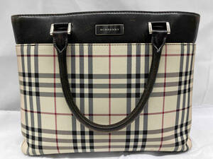 BURBERRY バーバリー　ハンドバッグ　ノバチェック　ブラウン　ベージュ　レザー