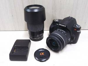 ジャンク SONY DSLR-A230 α230 ダブルズームキット ①75-300mm f4.5-5.6②18-55mm f3.5-5.6 バッテリ劣化 レンズ内埃カビ 通電しません