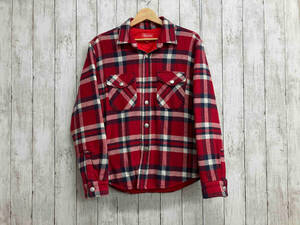 Supreme／シャツジャケット／Quilted Arc Logo Flannel Shirt／レッド／サイズS