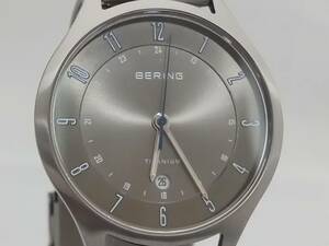 BERING チタニウム 11739-373 グレー文字盤 青 時計 ベーリング クォーツ メンズ 腕時計