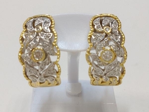 K18 Gold diamond attaching gross weight approximately 9.0g earrings 