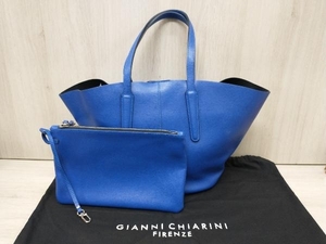 GIANNI CHIARINI ジャンニキャリーニ トートバッグ ブルー ポーチ・保存袋付き 店舗受取可