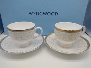 未使用品 WEDGWOOD セレスティアルゴールド セレスティアルプラチナ カップ&ソーサー ペア 金色 銀色 ウエッジウッド ティー コーヒー兼用