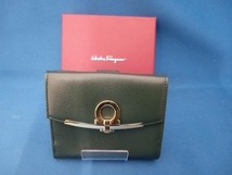 未使用　Salvatore Ferragamo ガンチーニ／22C87 財布　フェラガモ　グリーン　レザー　箱付き_画像1