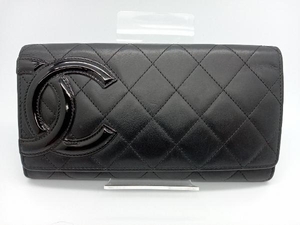 CHANEL カンボンライン フラップ長財布 17・・・・41 ブラック × ピンク