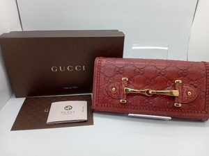 GUCCI グッチシマ 224258 二つ折り長財布 レッド×ゴールド金具 箱付