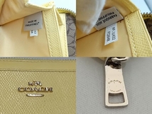 COACH F52648 長財布 財布 コーチ ラウンドファスナー レザー イエロー_画像7