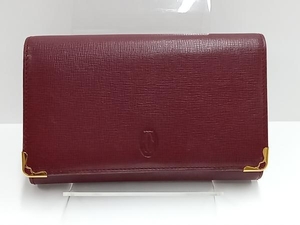 Cartier Cartier bordeaux leather L type ZIP purse folding twice purse purse 