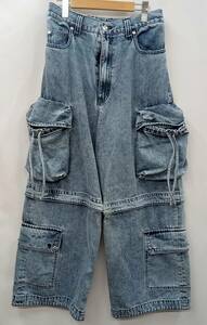 maison special メゾンスペシャル Big Pocket 2Way Buggy Denim Cargo Pants バギー カーゴ デニム 11231461404 1(L) ブルー 通年