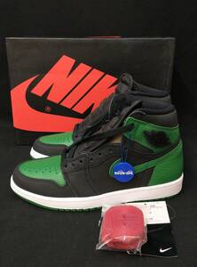 [黒タグ付・未使用]NIKE AIR JORDAN 1 RETRO HIGH OG AJ1 PINE GREEN ジョーダン パイングリーン 25cm 黒 緑 555088-030 店舗受取可