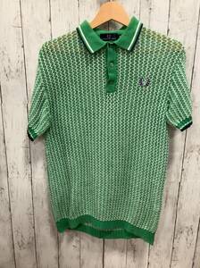 FRED PERRY Fred Perry F3001... braided green made in Japan cotton polo-shirt with short sleeves S