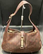 【即決】GUCCI ワンショルダーバッグ ニュージャッキーライン 137335 ハンドバッグ GG柄 GGキャンバス レザー ブラウン系 レディース_画像1