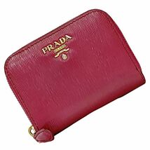 プラダ コインケース ピンク 1MM268 小銭入れ 財布 レザー 中古 PRADA ミニ ファスナー ウォレット ロゴ_画像1